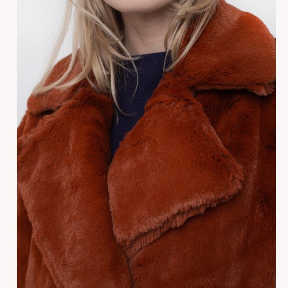 💥SHOWSTOPPER💥NATIVE YOUTH The Casia Luxurious Faux Mink Coat in Rust - Picture 6 of 16